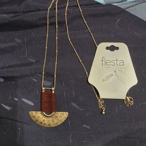 Fiesta Gold and Rich Brown Half-Moon Necklace